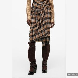 ZARA faux wrap plaid skirt